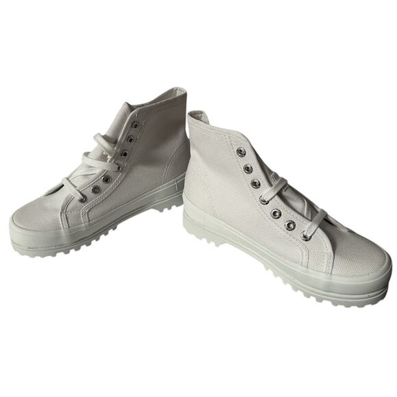 NEW Superga Unisex White Canvas Lace Up High-Top Sneaker Boots-Men 4.5-Women 6 - Picture 6 of 10